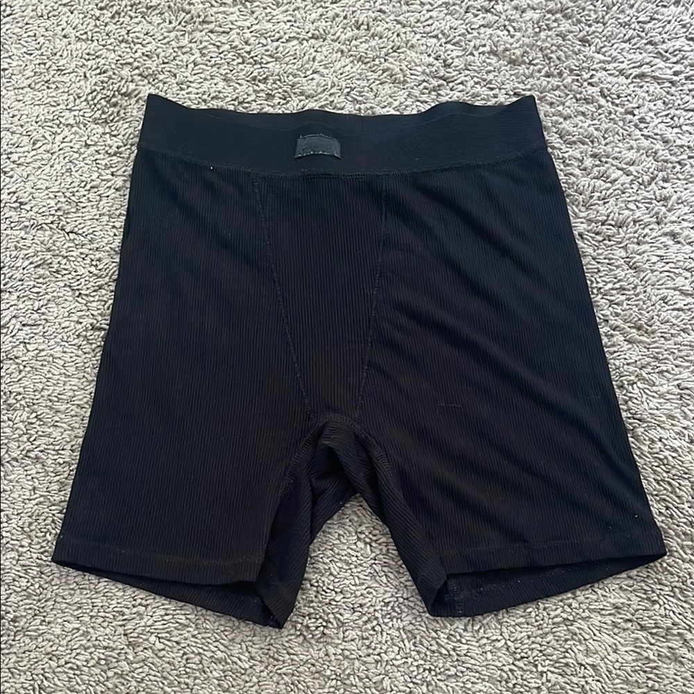 Black Ribbed Shorts